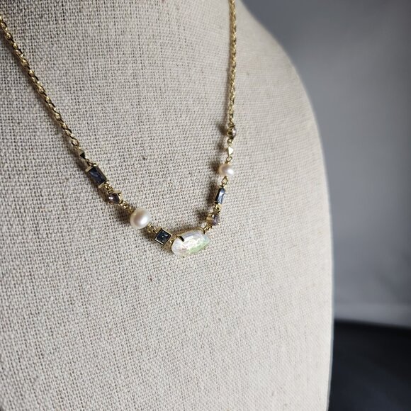 Kendra Scott Madelyn Gold Strand Necklace crystal, pearl and stone - Picture 1 of 10